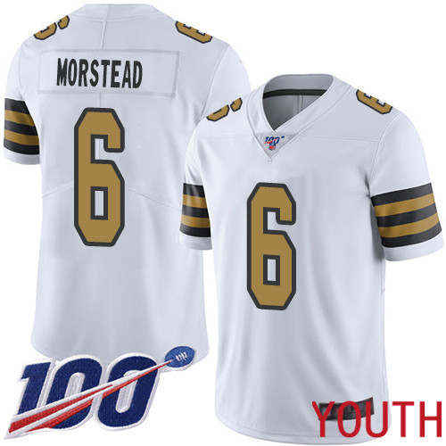 New Orleans Saints Limited White Youth Thomas Morstead Jersey NFL Football #6 100th Season Rush Vapor Untouchable Jersey->youth nfl jersey->Youth Jersey